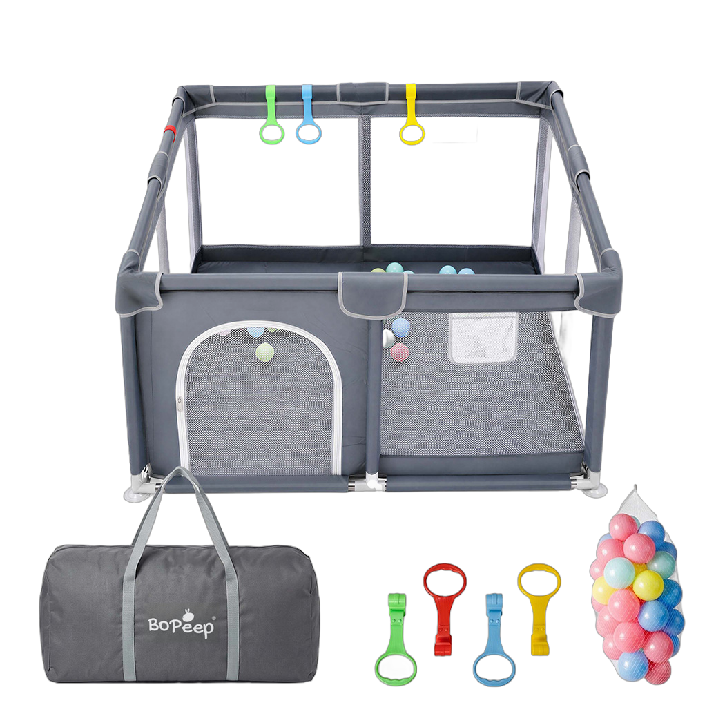 BoPeep Baby Playpen 150x180cm Large Play Pen Mesh Oxford Grey