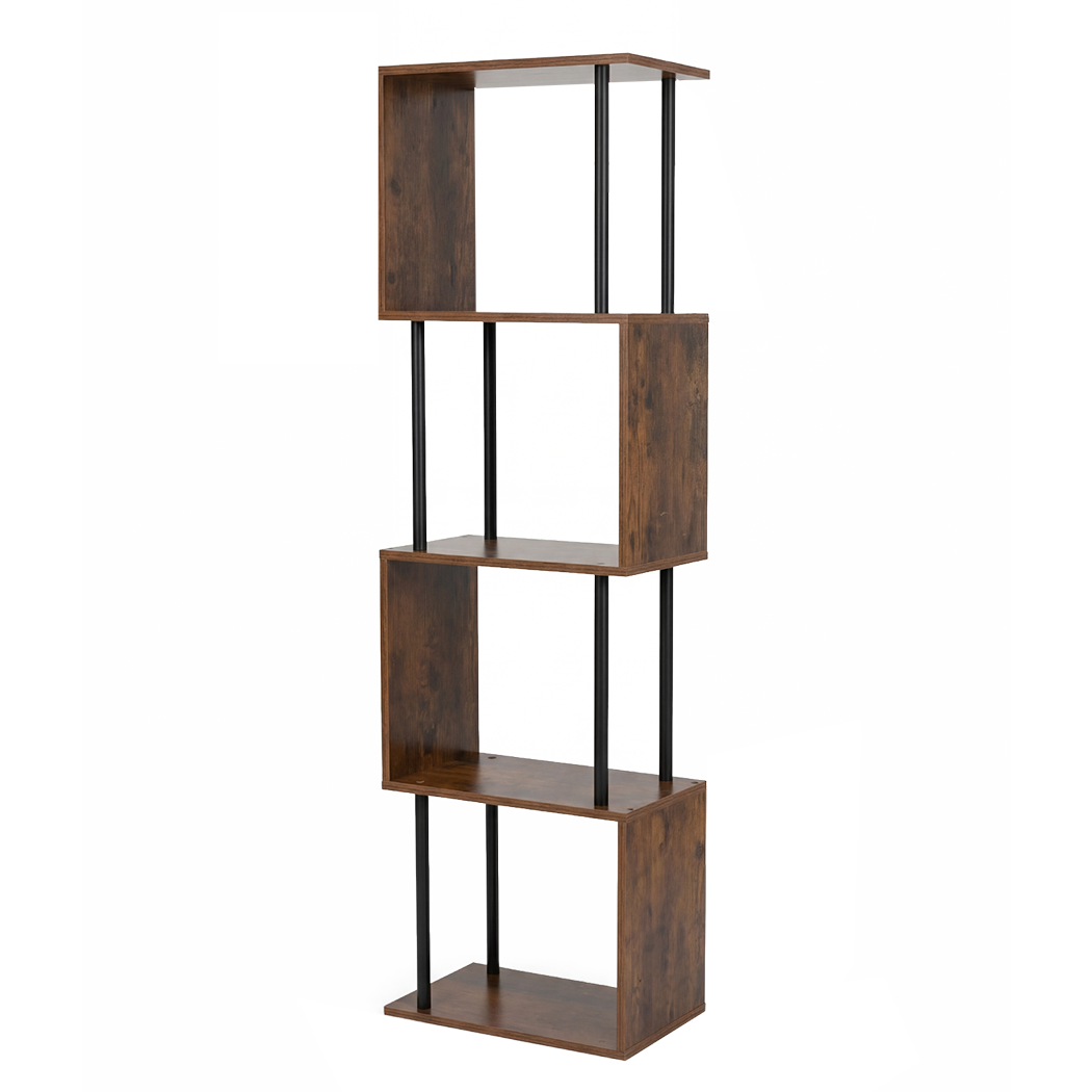 Levede Bookshelf 5 Tier Display Shelf Bookcase Storage Rack S-Shaped Anti-Tip