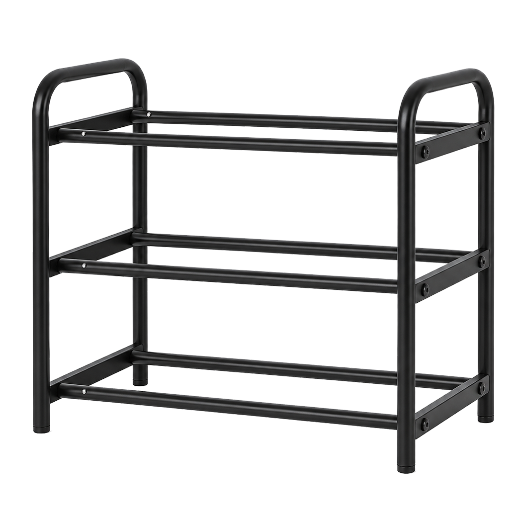 Levede Shoe Rack Expandable Metal Stand Storage Shelf 3 Tier Entryway Black