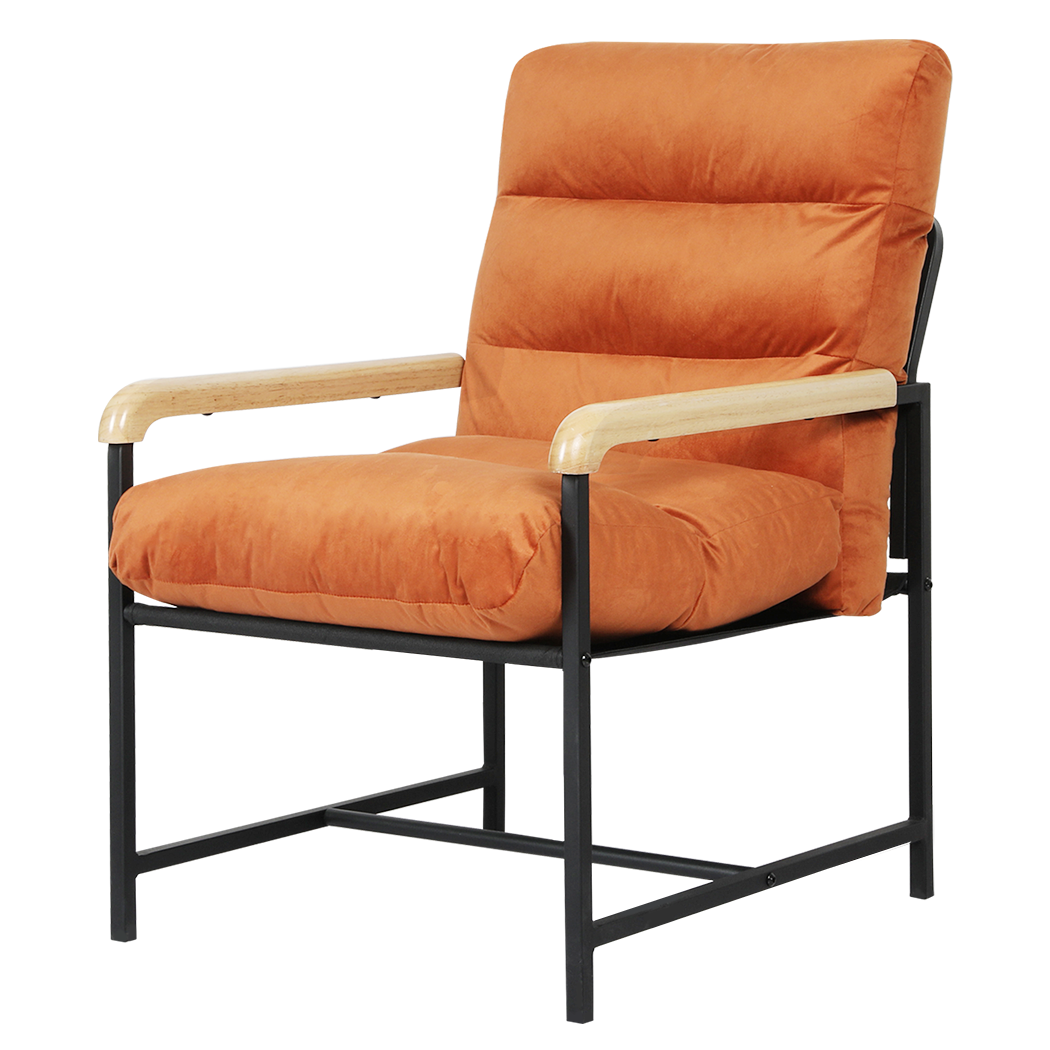 Levede Metal Framed Lounge Chair Velvet in Orange