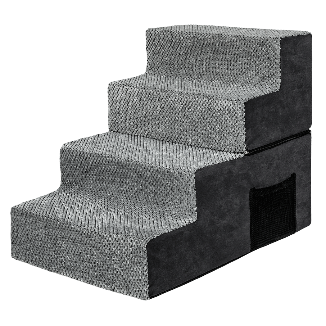 Pawz 4 Steps Pet Stairs Dog Ramp High Density Foam Grey