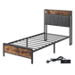 Levede Single Bed Frame Industrial Tufted Soft Storage Headboard USB Charge
