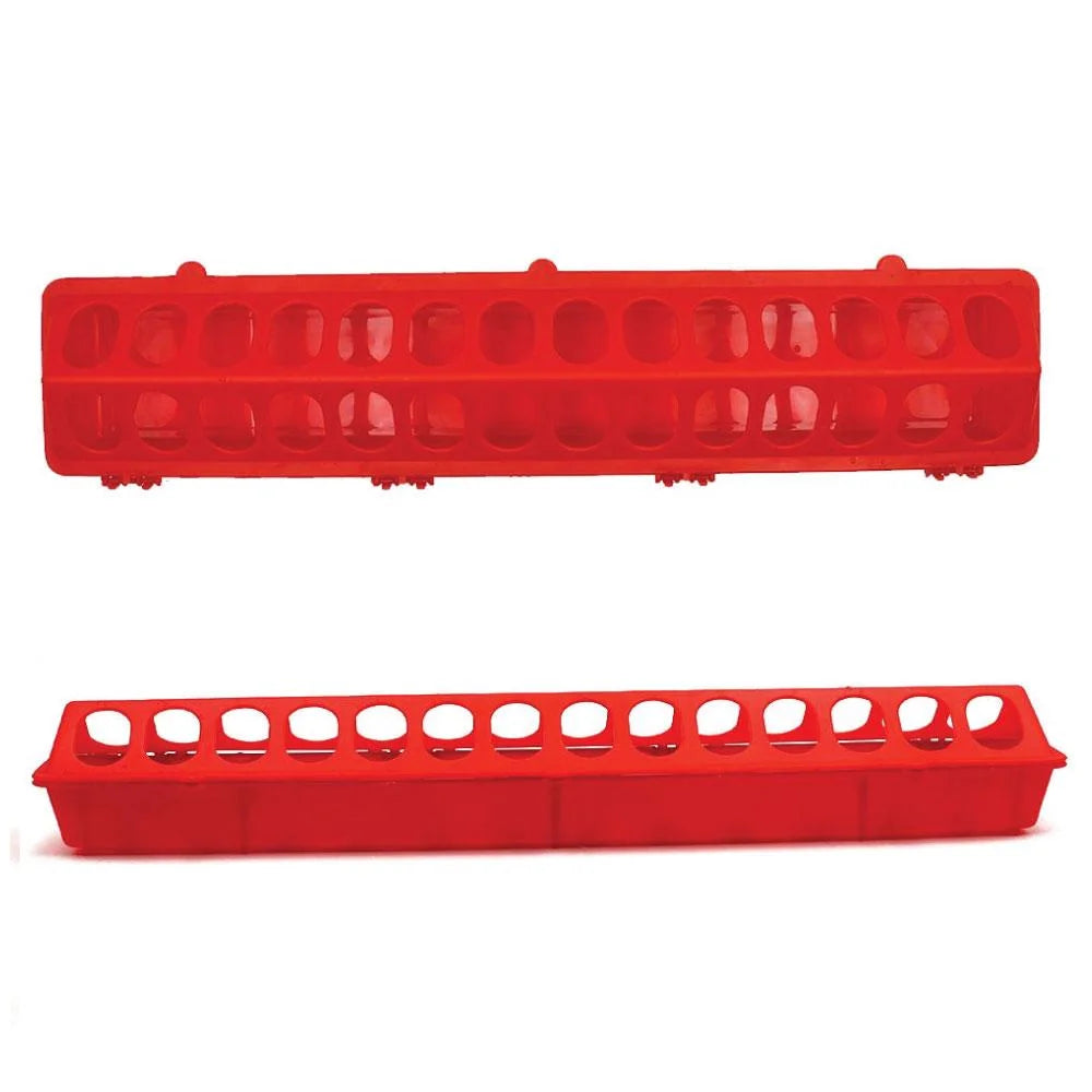 50cm Long Poultry Feeder Chicken Feeding Trough Red