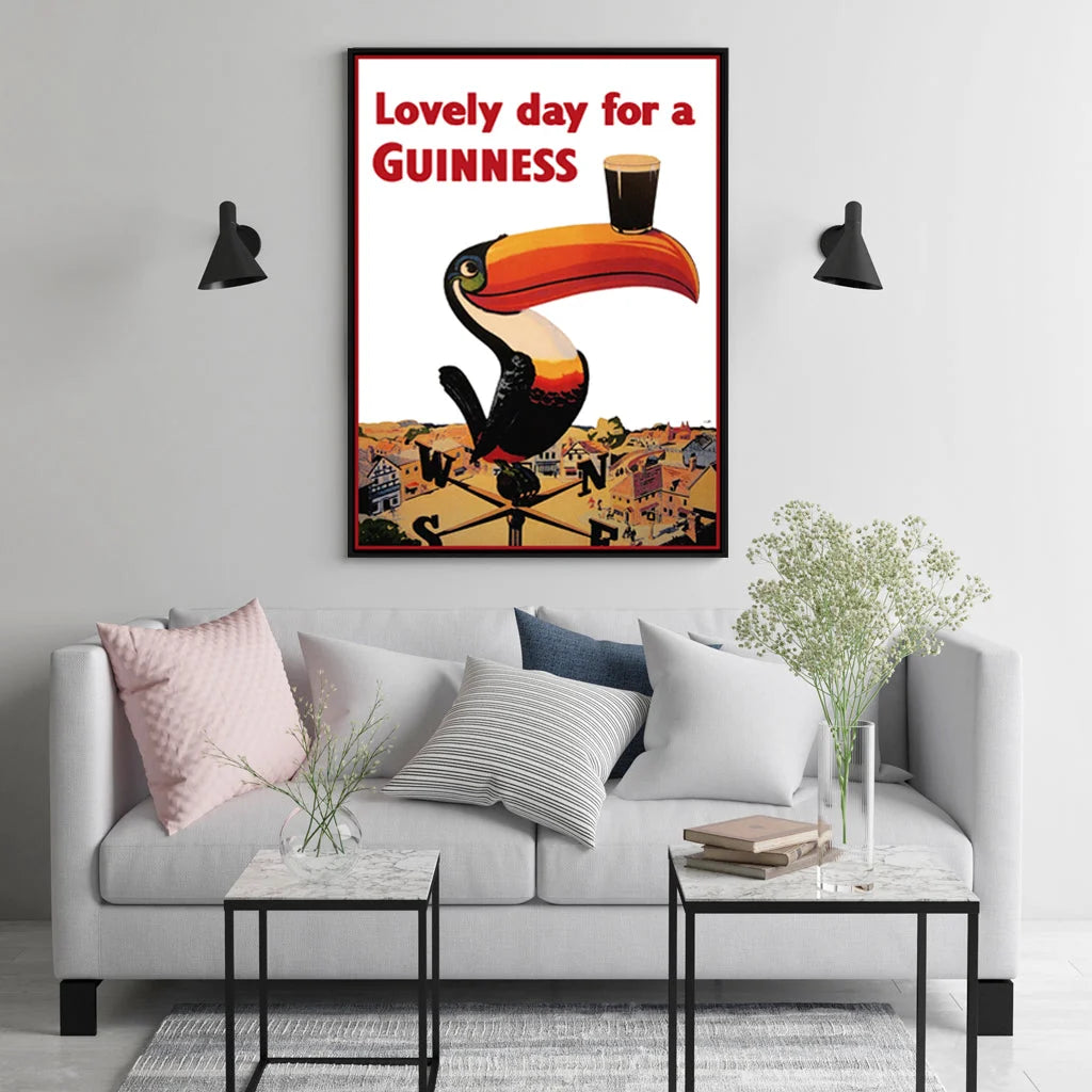 50cm x 70cm Beer Lovely Day For A Guinness Black Frame