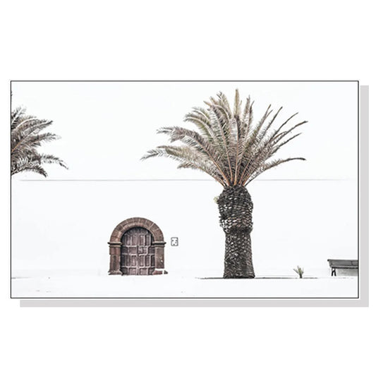 50cm x 70cm European Palm Tree White Frame Canvas Wall Art