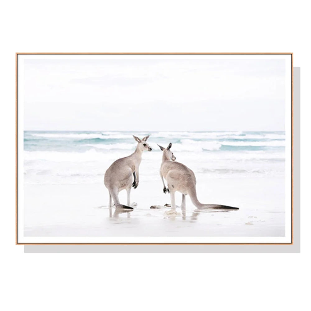 50cm x 70cm Kangaroo Wood Frame Canvas Wall Art - Spring