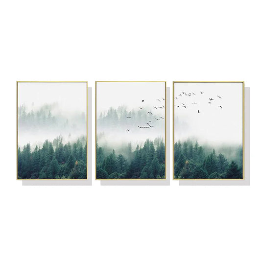 50cm x 70cm Mystical Forest 3 Sets Gold Frame Canvas Wall