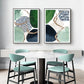 50cmx70cm Abstract Green & Navy 2 Sets Black Frame Canvas