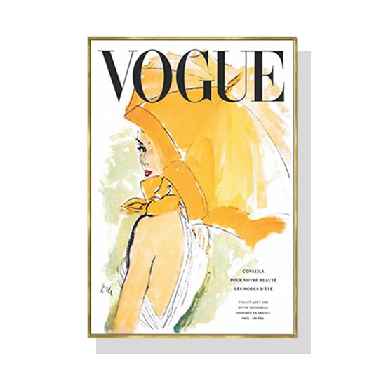 50cmx70cm Vogue Girl Gold Frame Canvas Wall Art - Spring