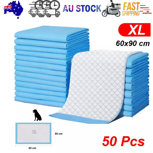60x90cm pet training pads with component details and storage context