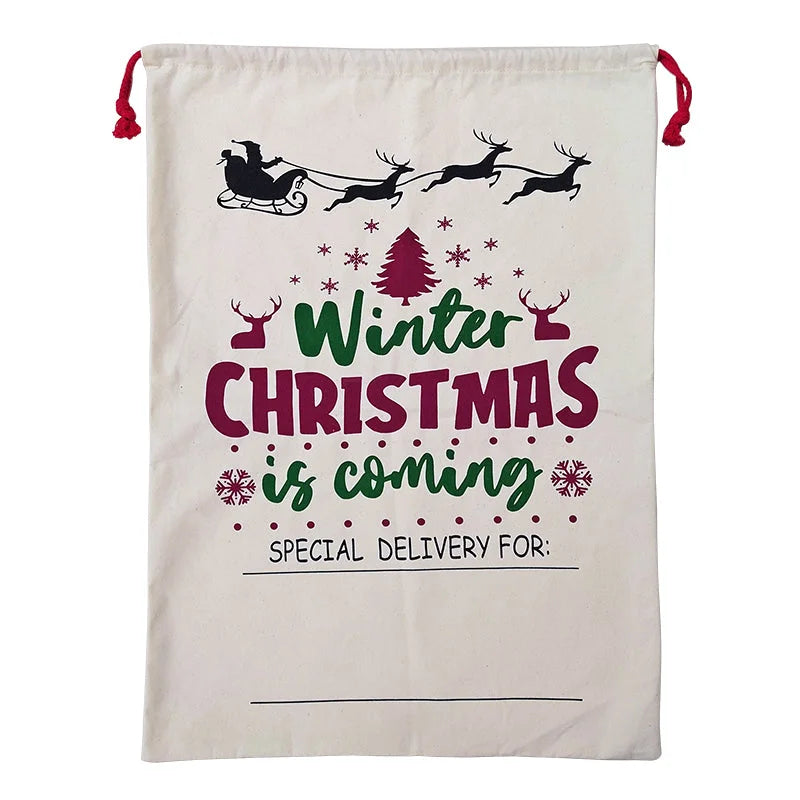50x70cm Canvas Hessian Christmas Santa Sack Xmas Stocking