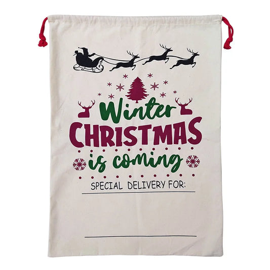 50x70cm Canvas Hessian Christmas Santa Sack Xmas Stocking