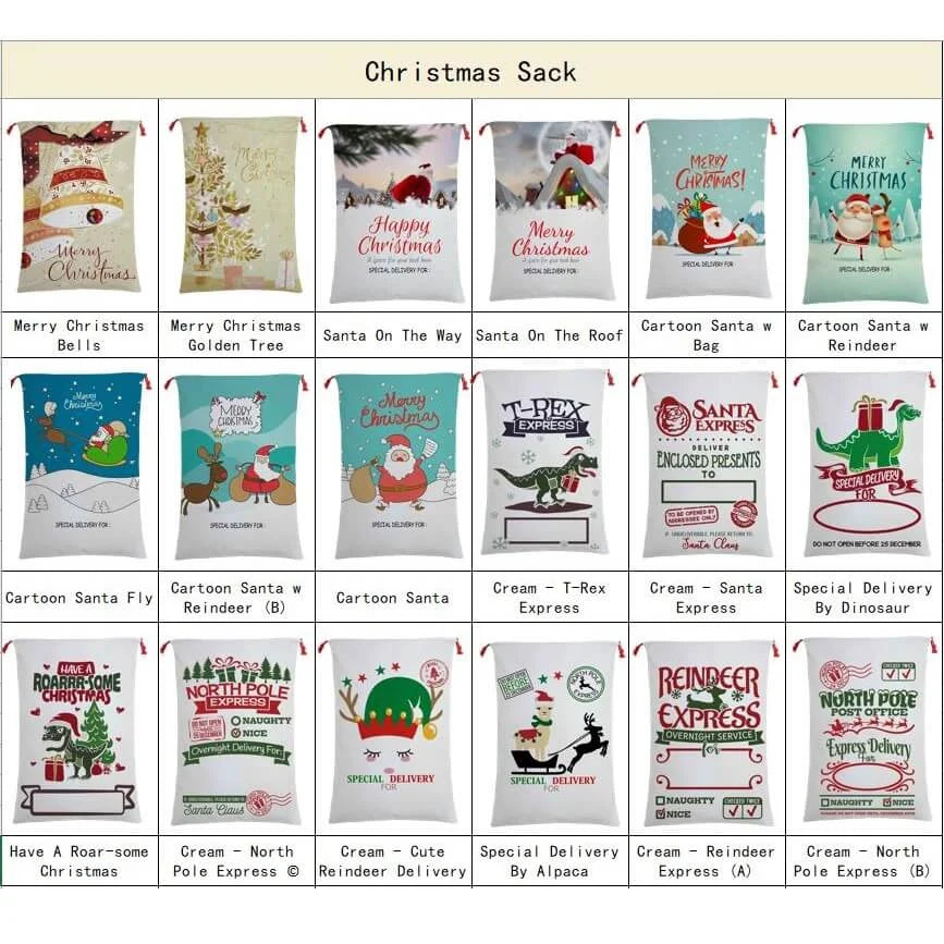 50x70cm Canvas Hessian Christmas Santa Sack Xmas Stocking