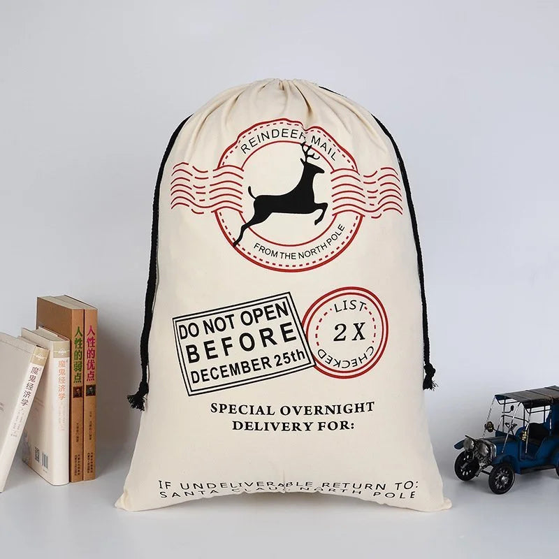50x70cm Canvas Hessian Christmas Santa Sack Xmas Stocking