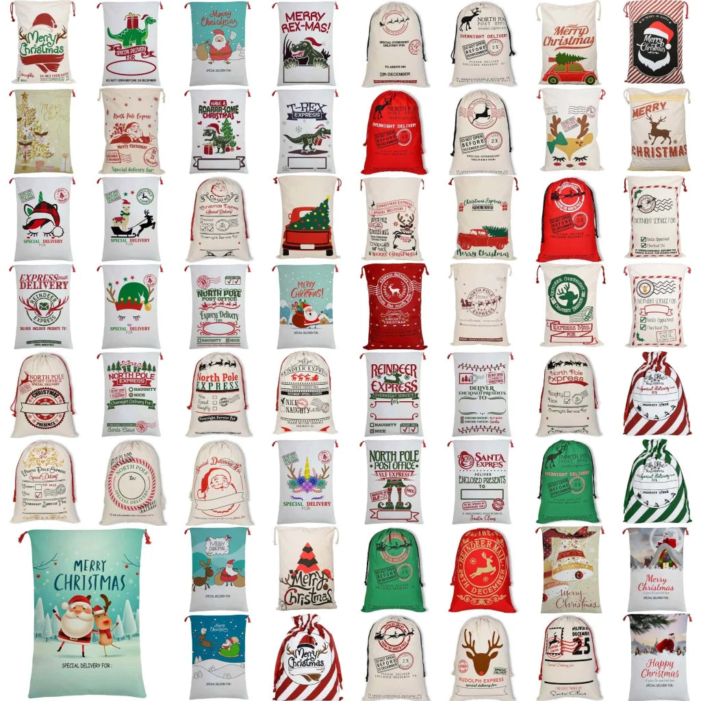 50x70cm Canvas Hessian Christmas Santa Sack Xmas Stocking