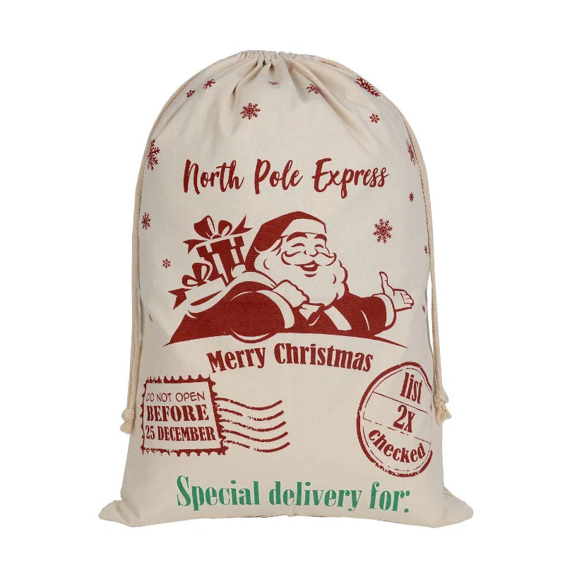 50x70cm Canvas Hessian Christmas Santa Sack Xmas Stocking