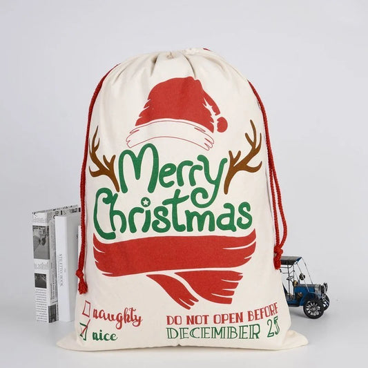50x70cm Canvas Hessian Christmas Santa Sack Xmas Stocking