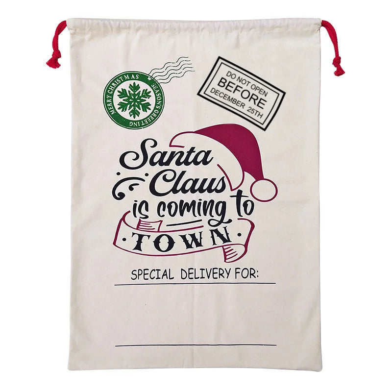 50x70cm Canvas Hessian Christmas Santa Sack Xmas Stocking