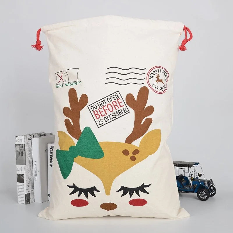 50x70cm Canvas Hessian Christmas Santa Sack Xmas Stocking