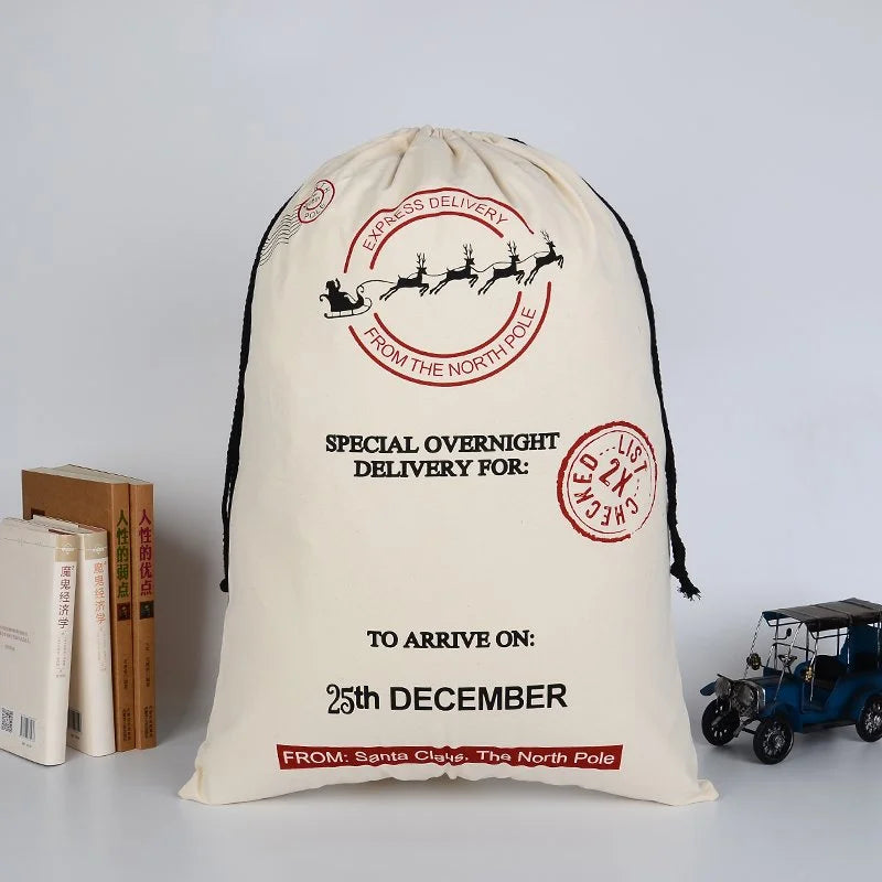 50x70cm Canvas Hessian Christmas Santa Sack Xmas Stocking