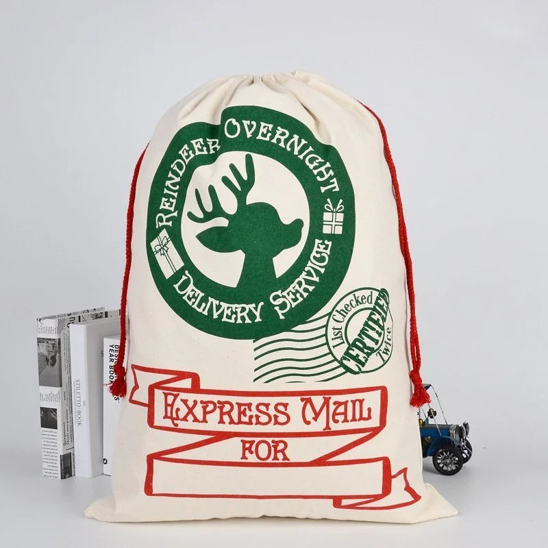 50x70cm Canvas Hessian Christmas Santa Sack Xmas Stocking