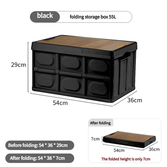 54*36*29 cm Collapsible Black Outdoor Storage Box | Large