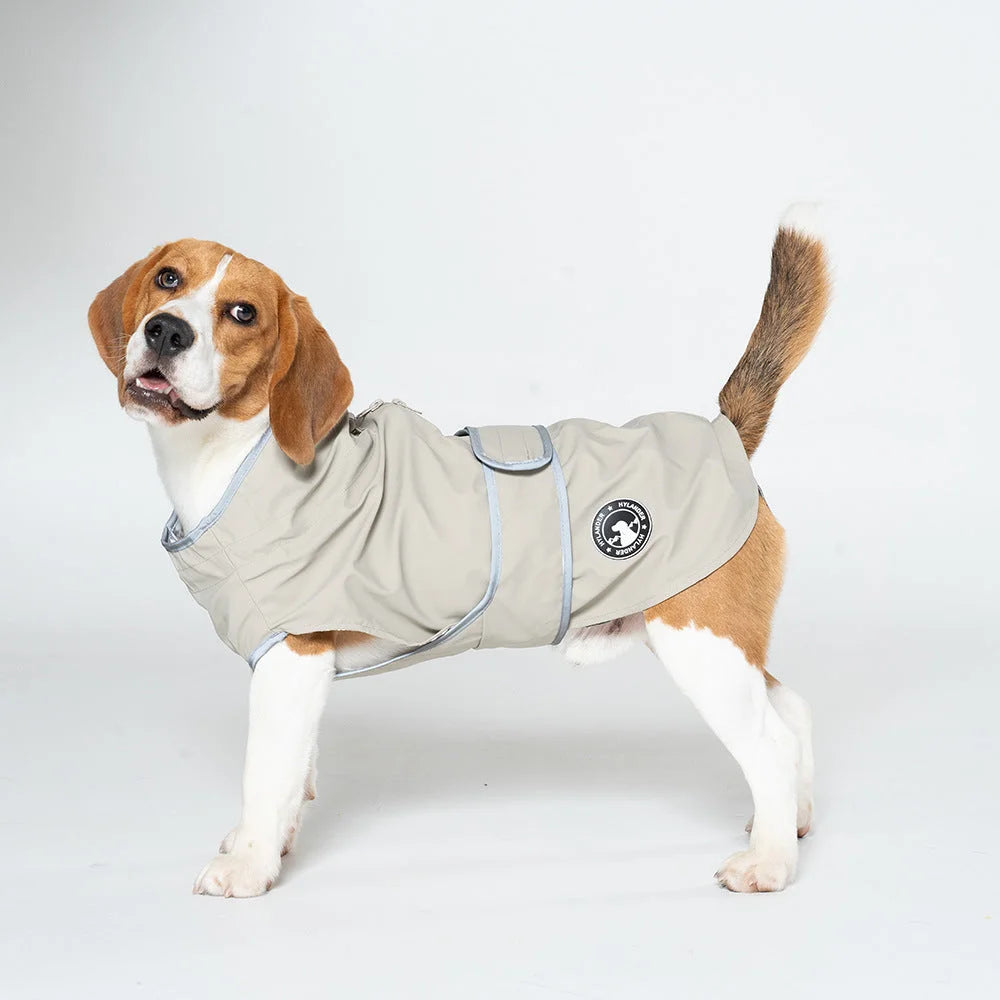 55# Grey Waterproof Reflective Dog Raincoat for Small