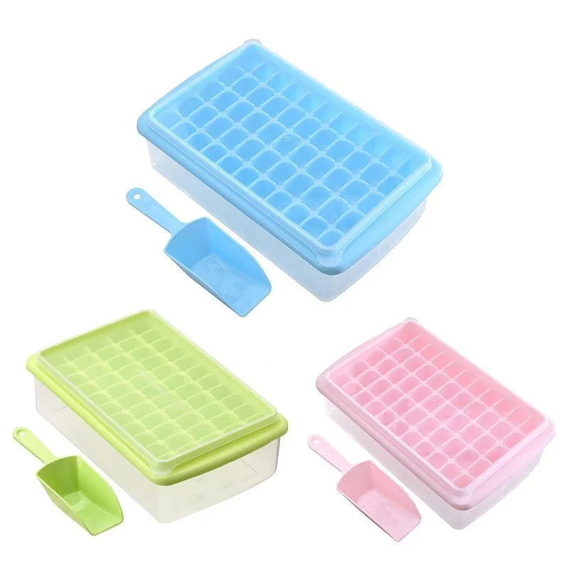 55 Grids Ice Cube Tray Mould With Lid And Storage Box Scoop