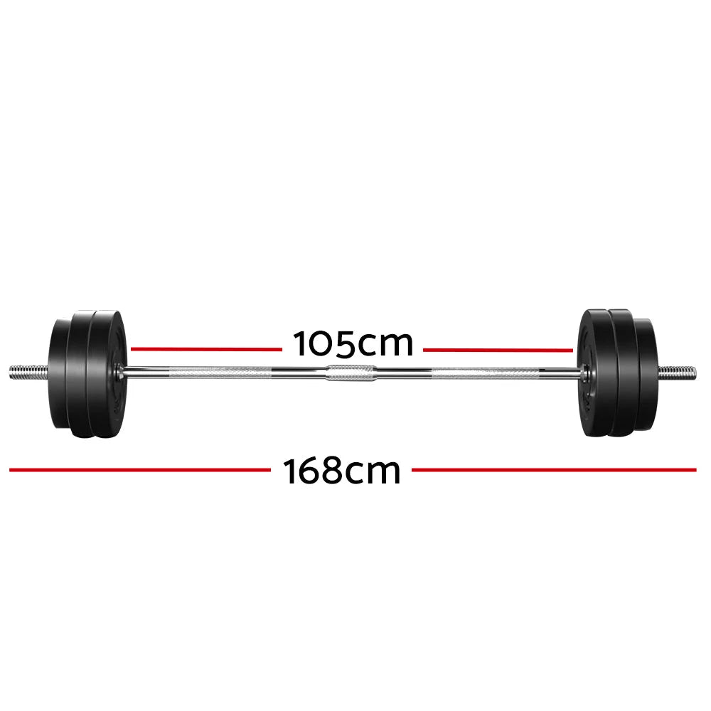 58KG Barbell Weight Set Plates Bar Bench Press Fitness