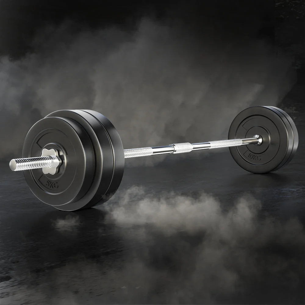 58KG Barbell Weight Set Plates Bar Bench Press Fitness