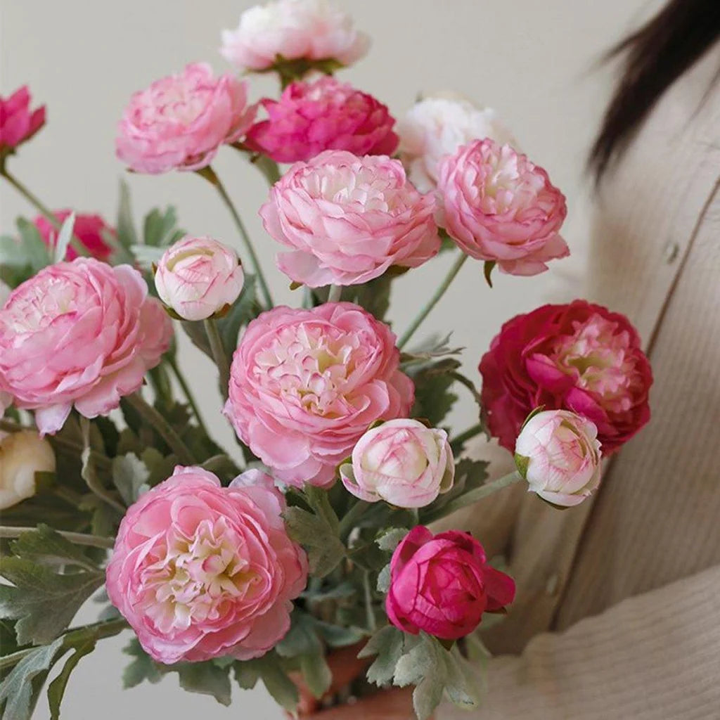 5pcs Artificial Peony Silk Flowers Bouquet Decor Faux