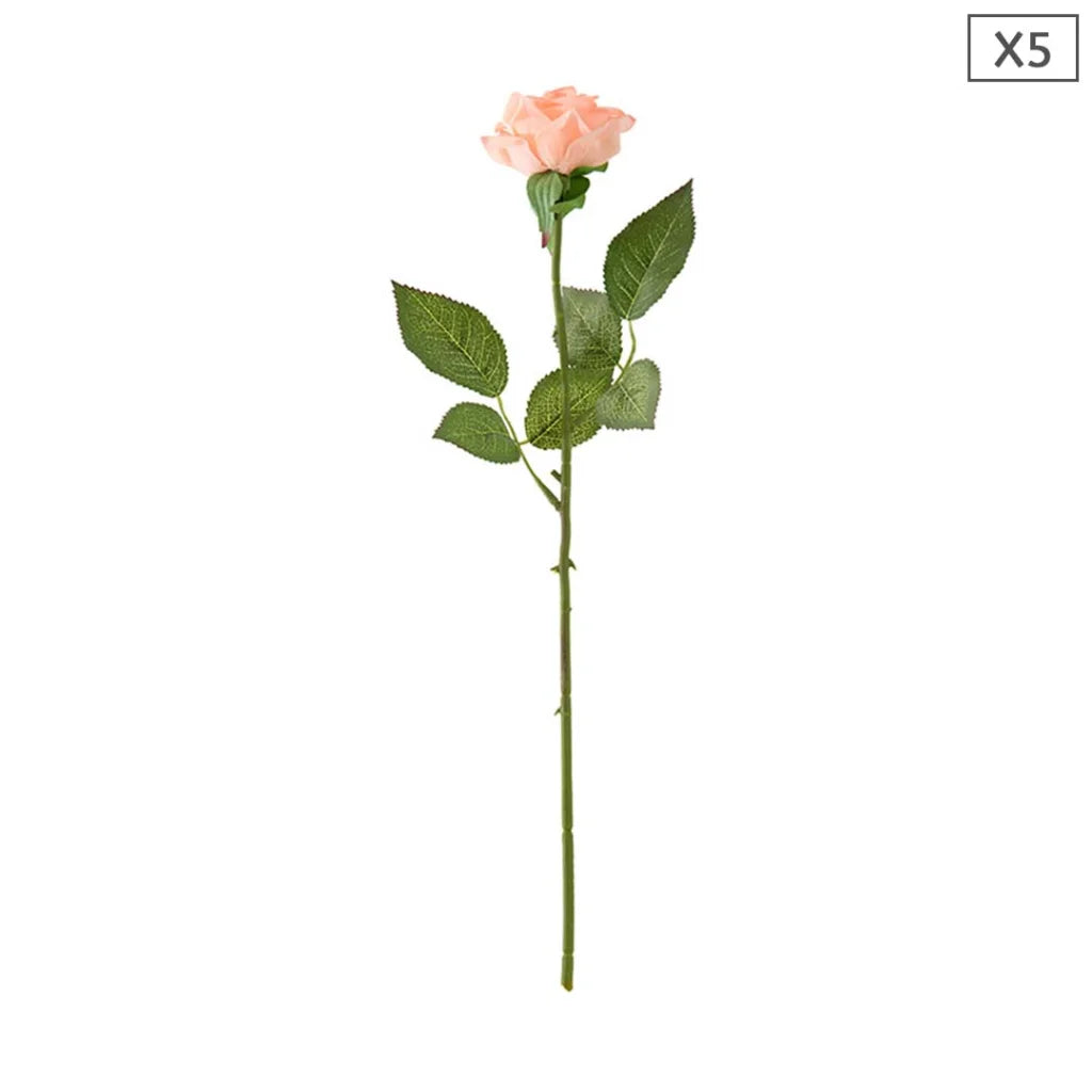 5pcs Artificial Silk Flower Fake Rose Bouquet Table Decor Champion - Premium
