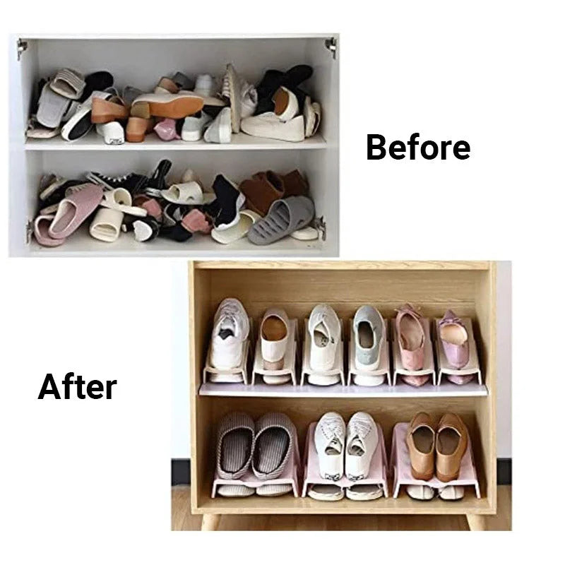 5pcs Double Layer Shoe Rack Simple Storage Organizer Space