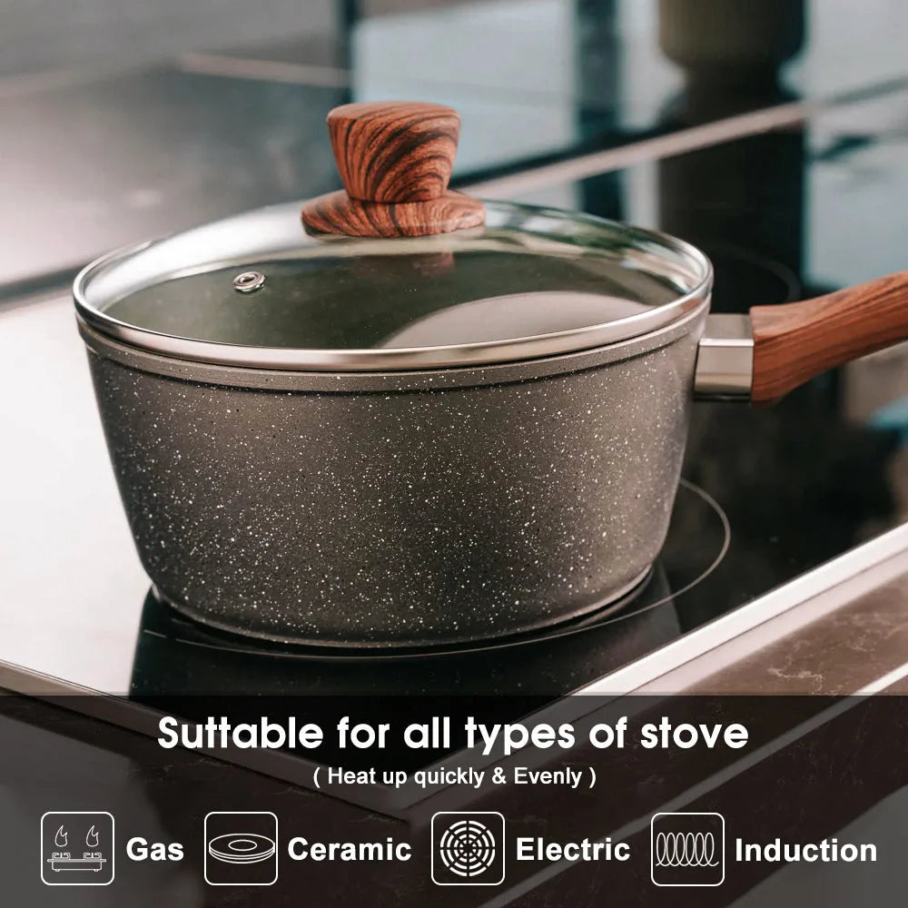 5Pieces Non-Stick Marble Coating Saucepan/Casserole/Fry Pan