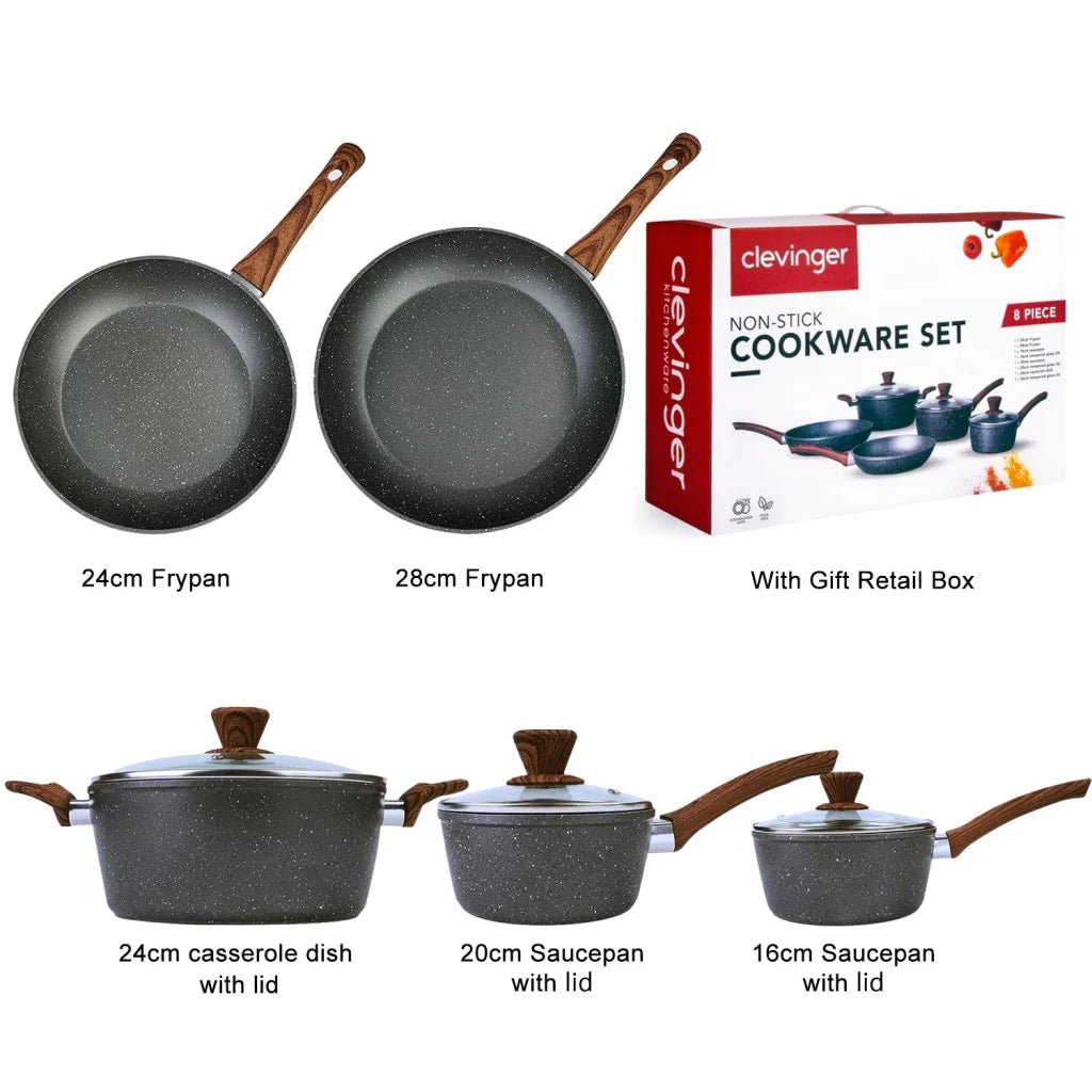 5Pieces Non-Stick Marble Coating Saucepan/Casserole/Fry Pan