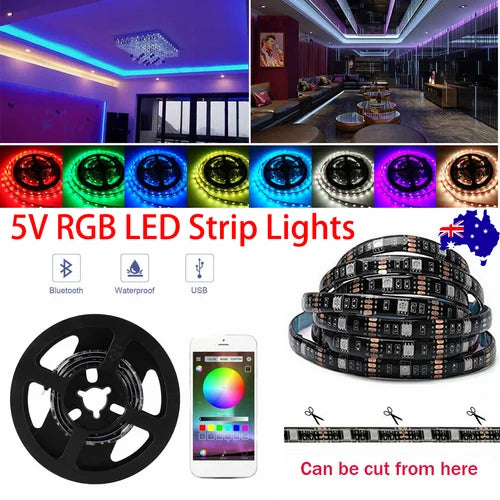 5v 5m rgb led strip with lights waterproof leds usb