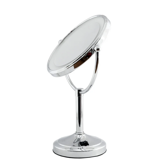 5X & 1X LED Tabletop Magnifying Mirror - Chrome - Health &