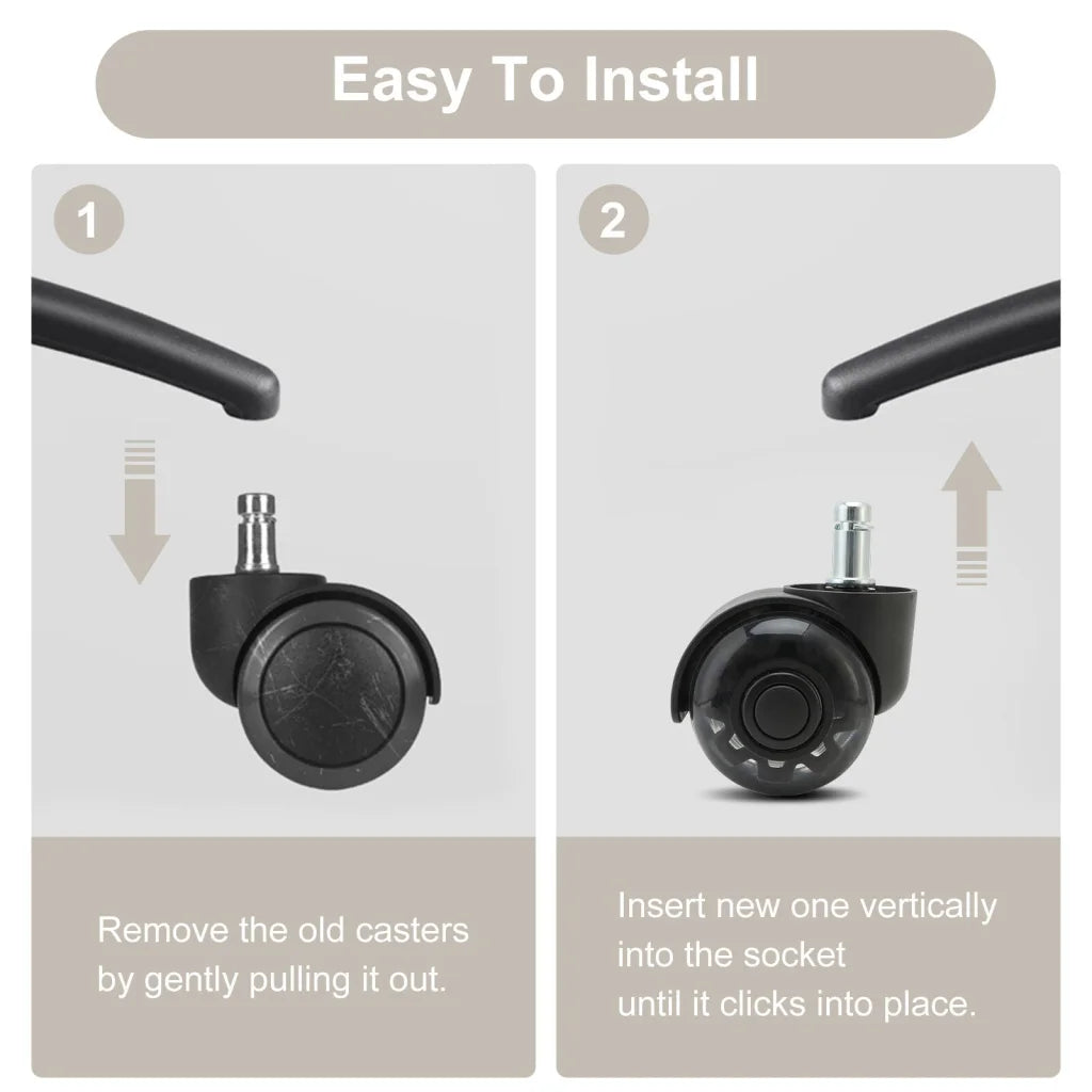 5X 2’’ Twin Wheel Office Chair Casters - Slient Smooth