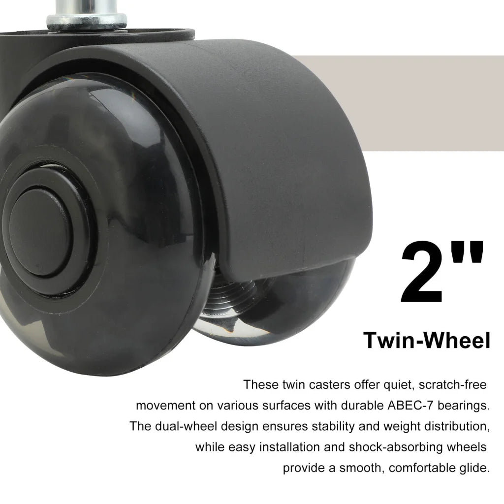 5X 2’’ Twin Wheel Office Chair Casters - Slient Smooth