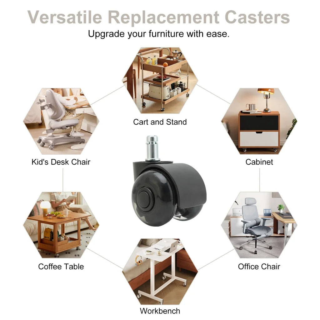 5X 2’’ Twin Wheel Office Chair Casters - Slient Smooth