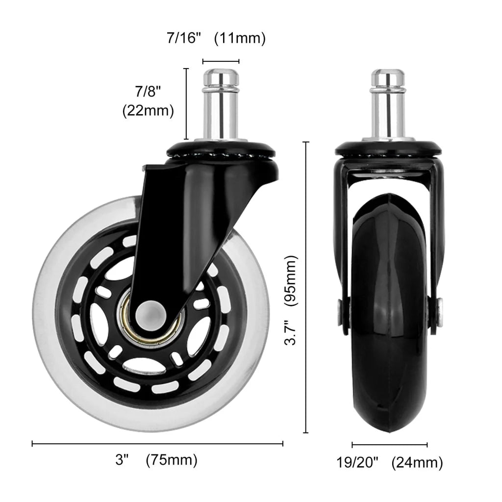 5X 3’’ Rollerblade Style Wheels Office Chair Casters