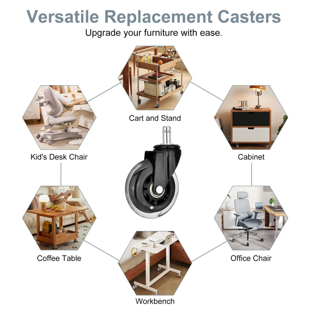 5X 3’’ Rollerblade Style Wheels Office Chair Casters