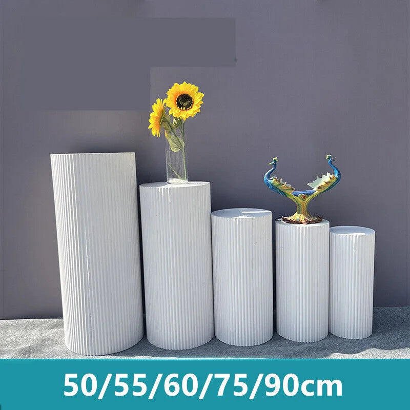 5x Metal Wedding Plinths Cylinder Pedestal Stand Ripple