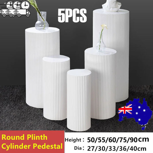 5x Metal Wedding Plinths Cylinder Pedestal Stand Ripple