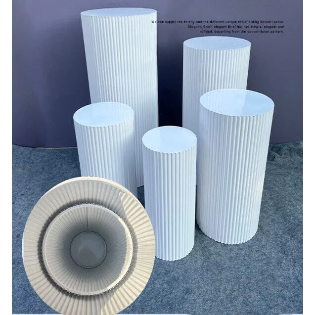 5x Metal Wedding Plinths Cylinder Pedestal Stand Ripple