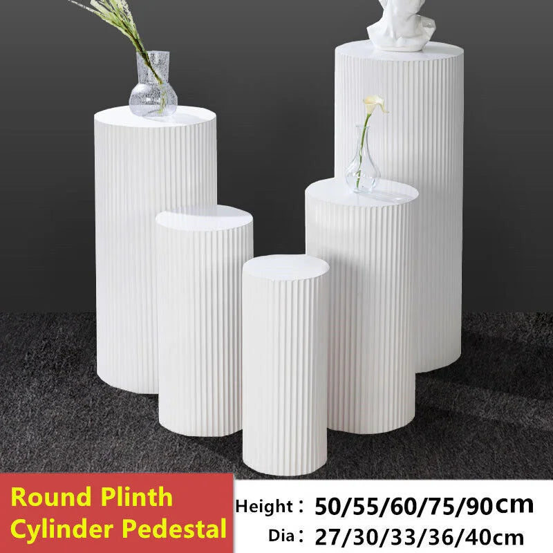 5x Metal Wedding Plinths Cylinder Pedestal Stand Ripple