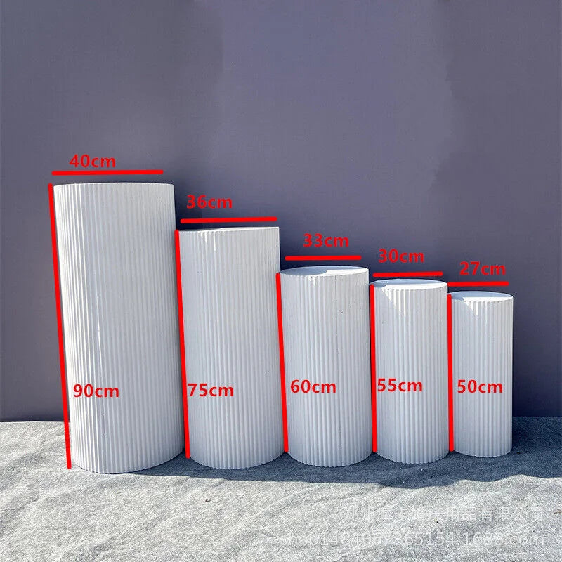 5x Metal Wedding Plinths Cylinder Pedestal Stand Ripple