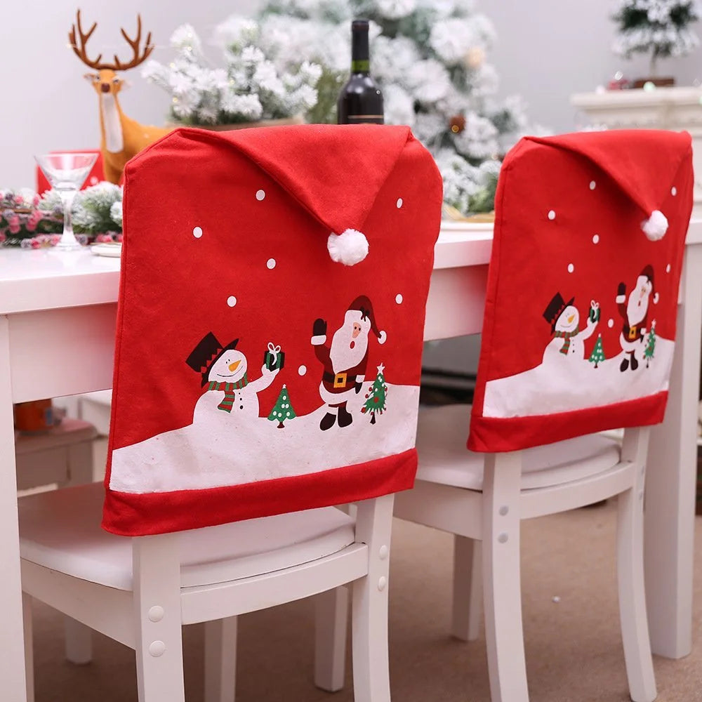 6-10x Christmas Santa Hat Chair Covers Table Cloth Dinner