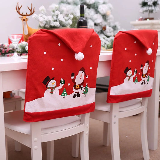 6-10x Christmas Santa Hat Chair Covers Table Cloth Dinner