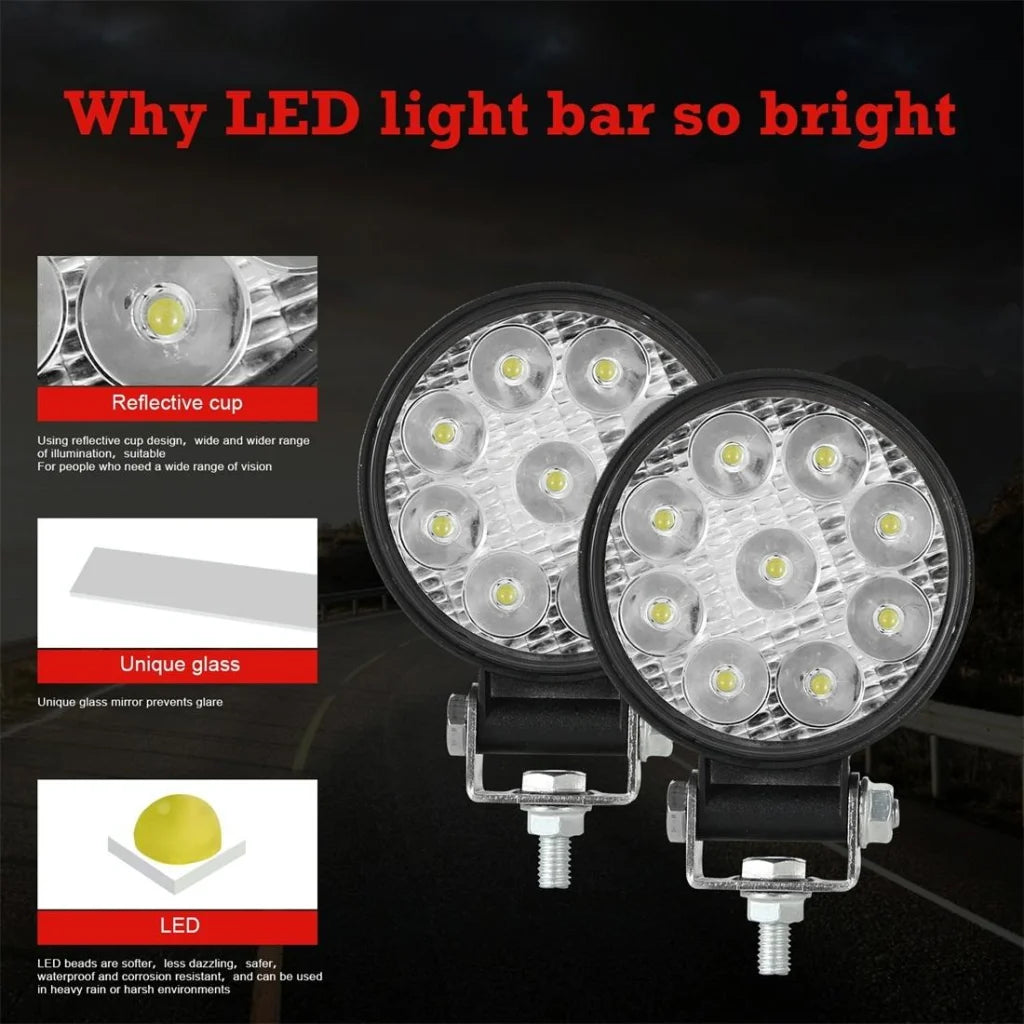 6.3W 10 - 30V Dc 6000K 3 Inch 9 Leds Circle Offroad Truck